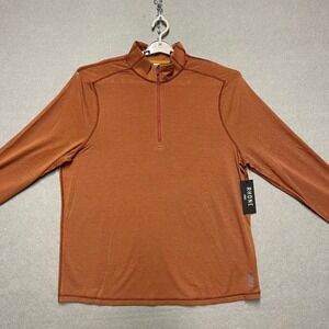 RHONE Pullover Mens XL Orange Glacier 1/4 Zip Top Textured Athletic Mock Neck